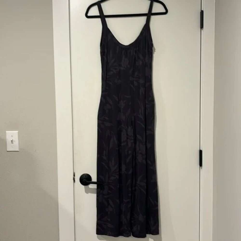 Z Supply Sleeveless Floral Print Wide Leg Flared Jumpsuit Charcoal Gray XS